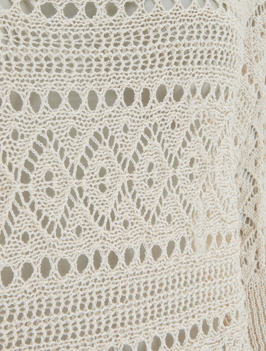 Top uni en maille ajourée - Beige - 3