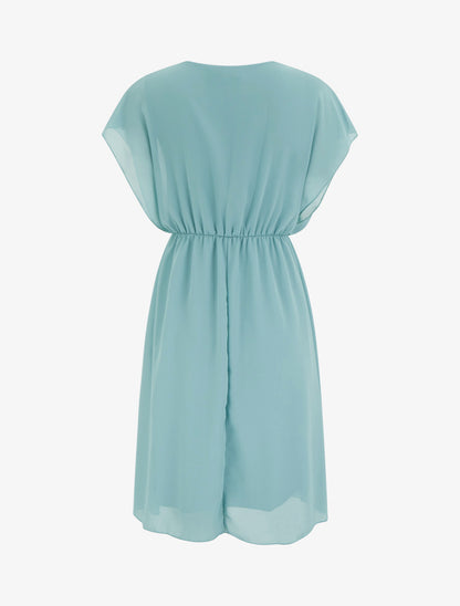 Robe évasée à manches courtes et col cache-coeur - Vert d&