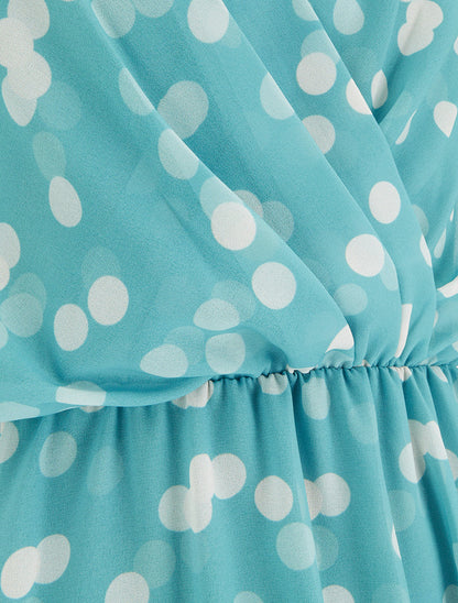 Robe imprimé pois à col cache-coeur - Vert d&