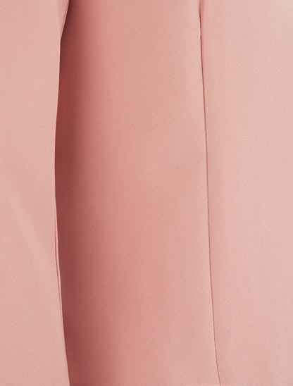 Veste droite à col rond et épaulettes - Rose - 3