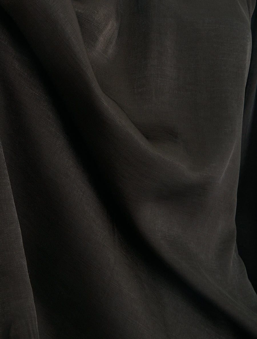 Blouse satinée à poignets élastiqués - Marron - 3