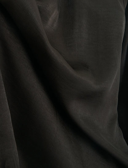 Blouse satinée à poignets élastiqués - Marron - 3