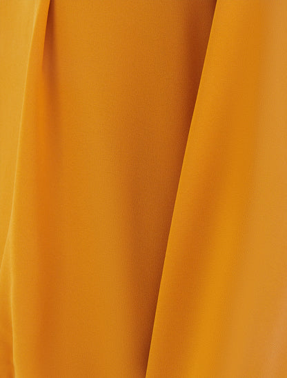 Blouse unie à poignets élastiqués - Jaune moutarde - 3