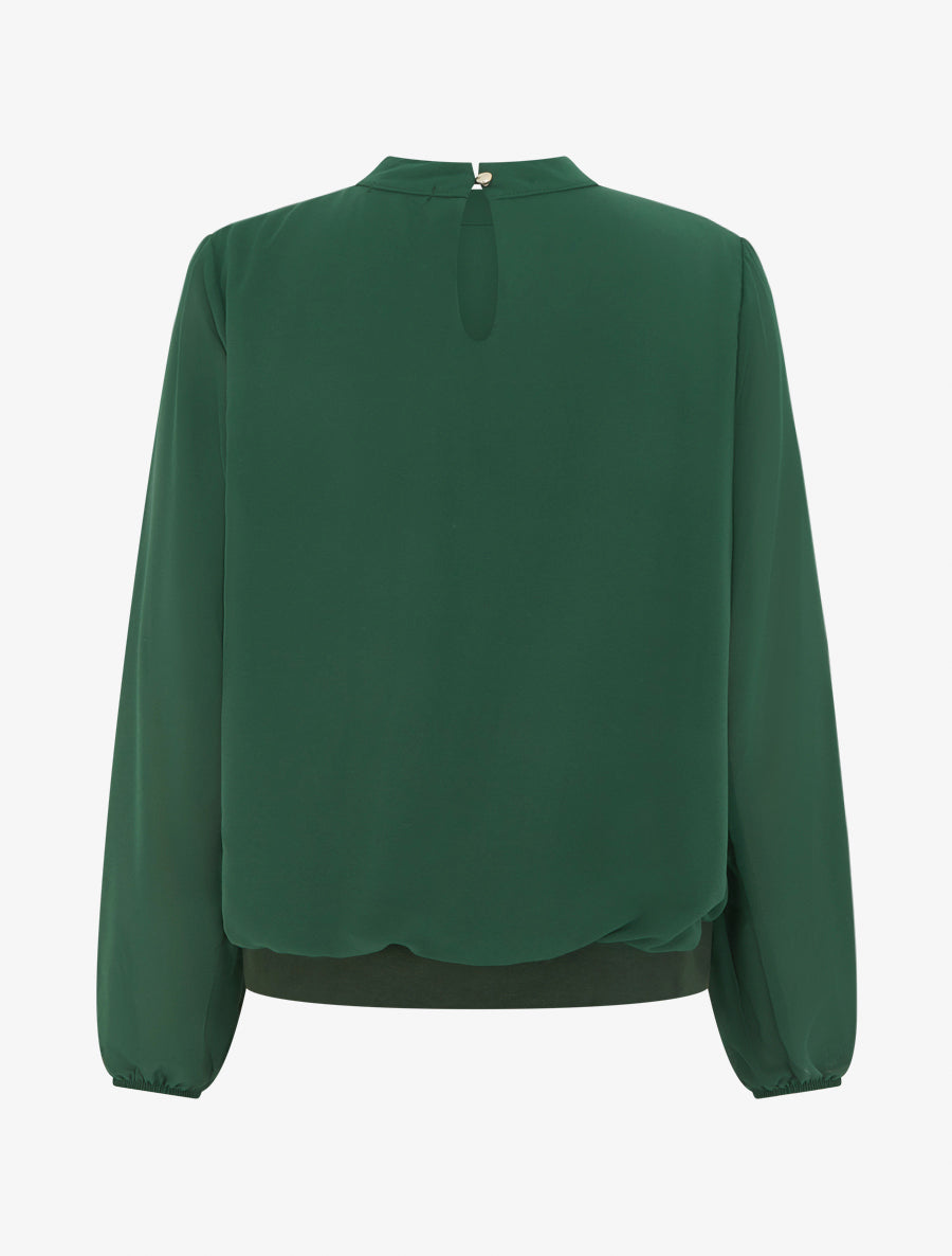 Blouse unie à poignets élastiqués - Vert sapin - 2