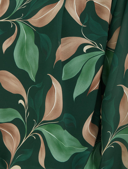Blouse imprimé feuillage à poignets élastiqués - Vert sapin - 3