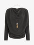 Pull fin à manches chauve-souris et col bénitier - Gris foncé - 1