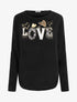 Pull à col bénitier et inscription LOVE - Noir - 1