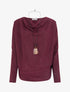 Pull à col bénitier en maille motif rayé - Lie de vin - 1