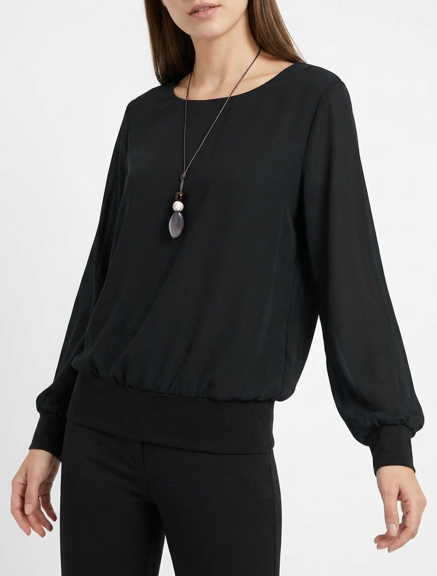 Top de manga murciélago - Negro