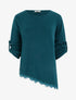 Pull à bords asymétriques et dentelle - Bleu canard - 1