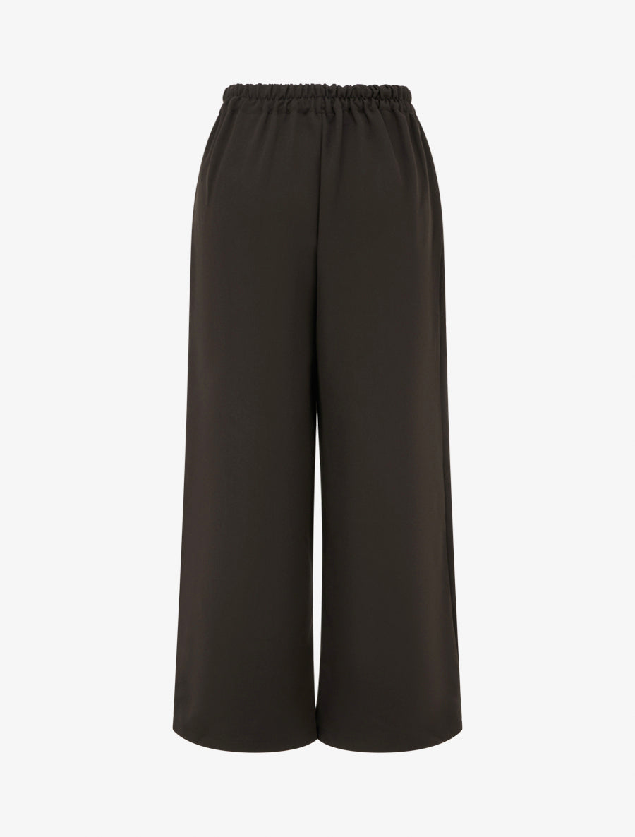 Pantalon uni droit à fermeture sur le côté - Marron - 2