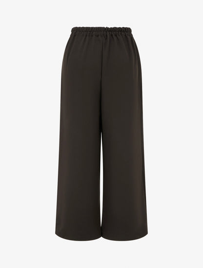 Pantalon uni droit à fermeture sur le côté - Marron - 2
