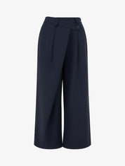 Pantalon uni droit à fermeture sur le côté - Marine - 1