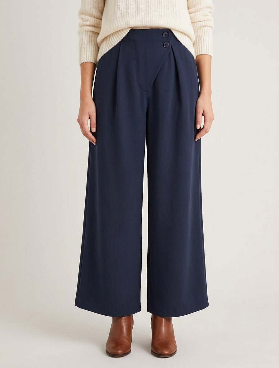 Pantalón liso con cintura elástica - Marine