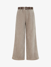 Pantalon effet velours à taille élastiquée - Taupe - 1