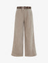 Pantalon effet velours à taille élastiquée - Taupe - 1