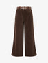 Pantalon effet velours à taille élastiquée - Marron - 1