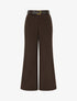 Pantalon ample en feutrine à taille haute - Marron - 1