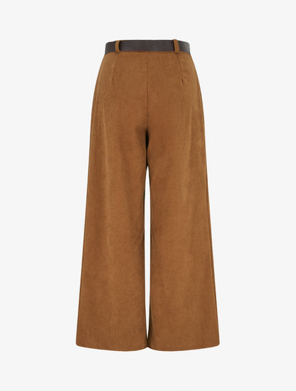 Pantalon uni côtelé - Camel - 2