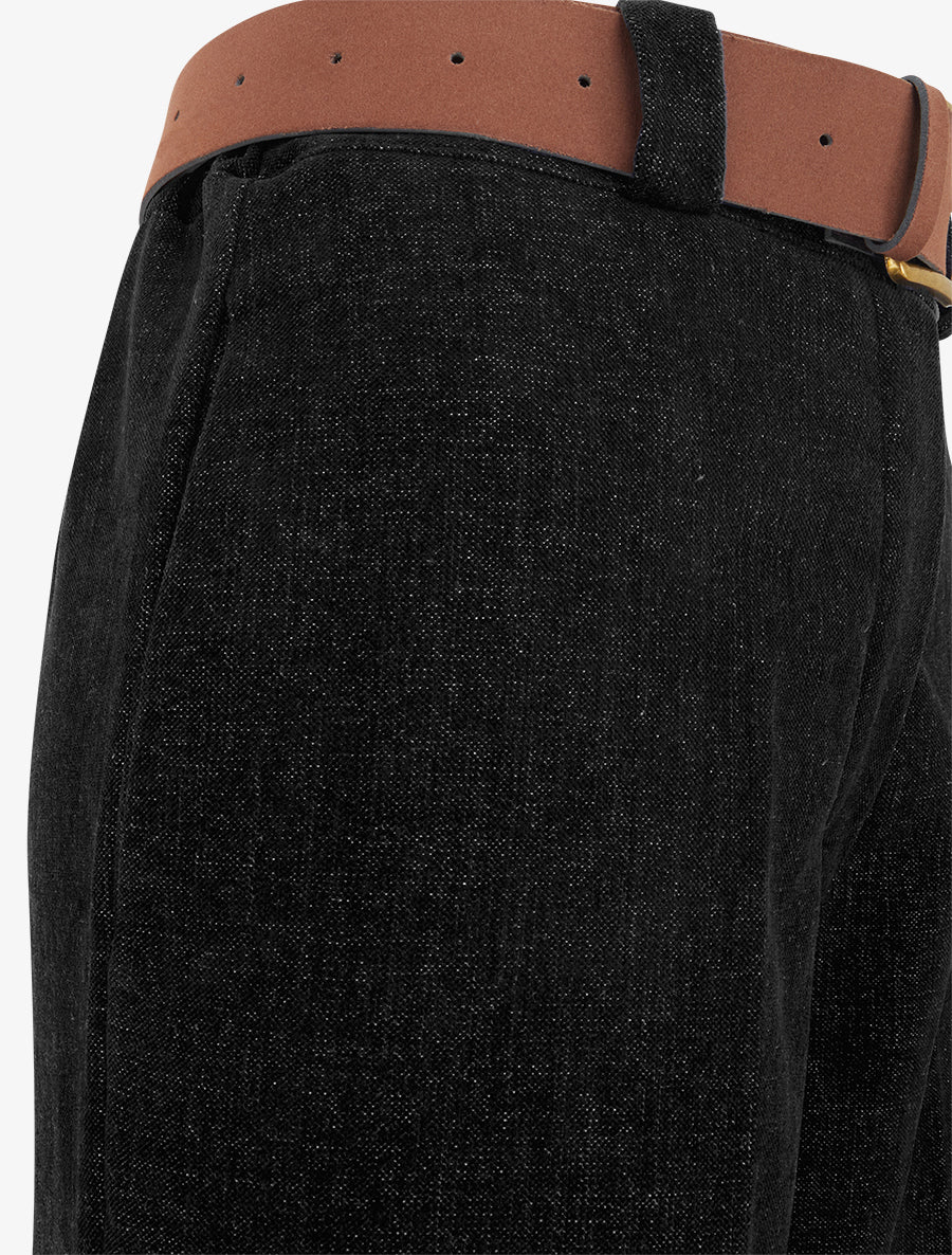 Pantalon élastiqué effet velours - Noir - 3