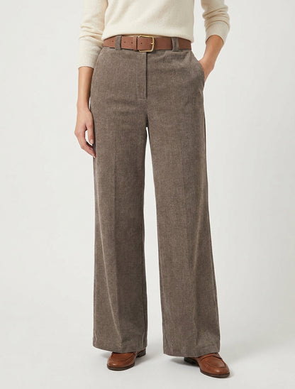 Pantalón elástico efecto terciopelo - Topo