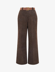 Pantalon élastiqué effet velours - Marron - 1