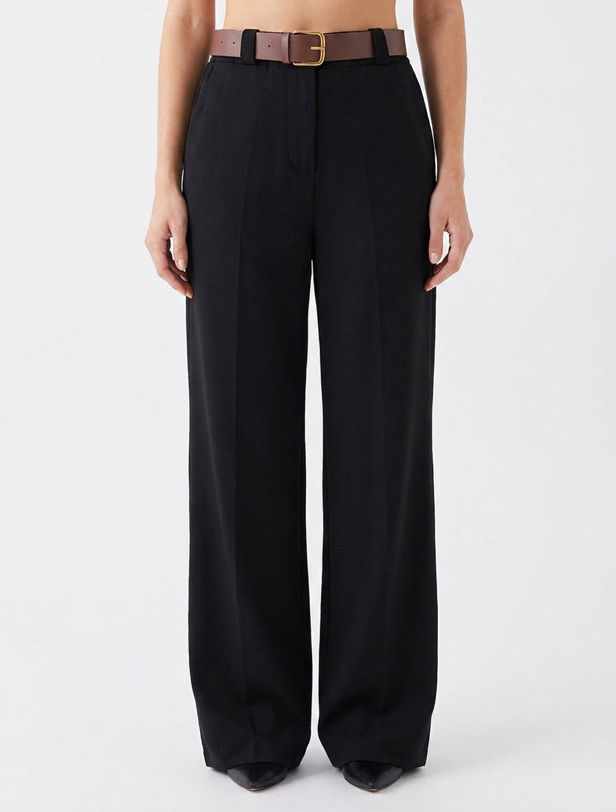 Pantalón elástico de corte amplio - Negro