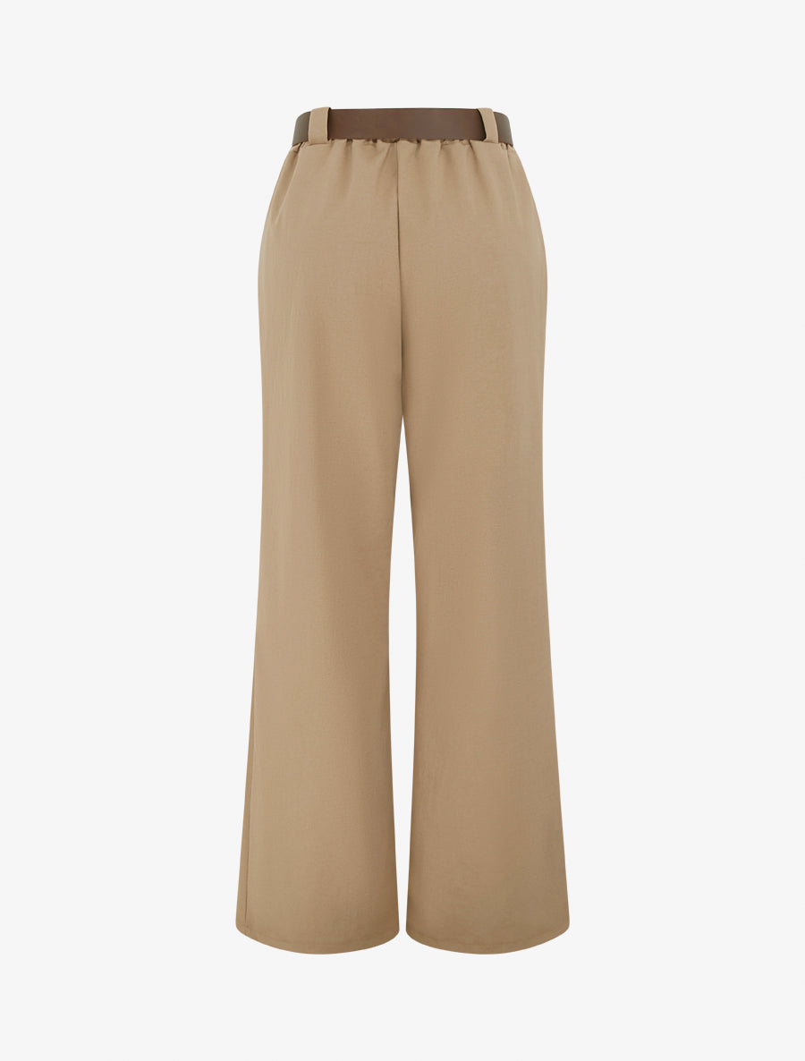 Pantalon élastiqué coupe ample - Camel - 2