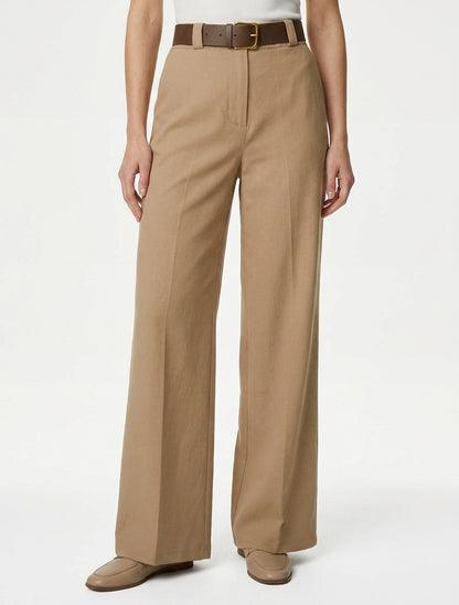 Pantalón elástico de corte amplio - Camello