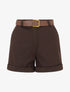 Short en feutrine à ceinture - Marron - 1