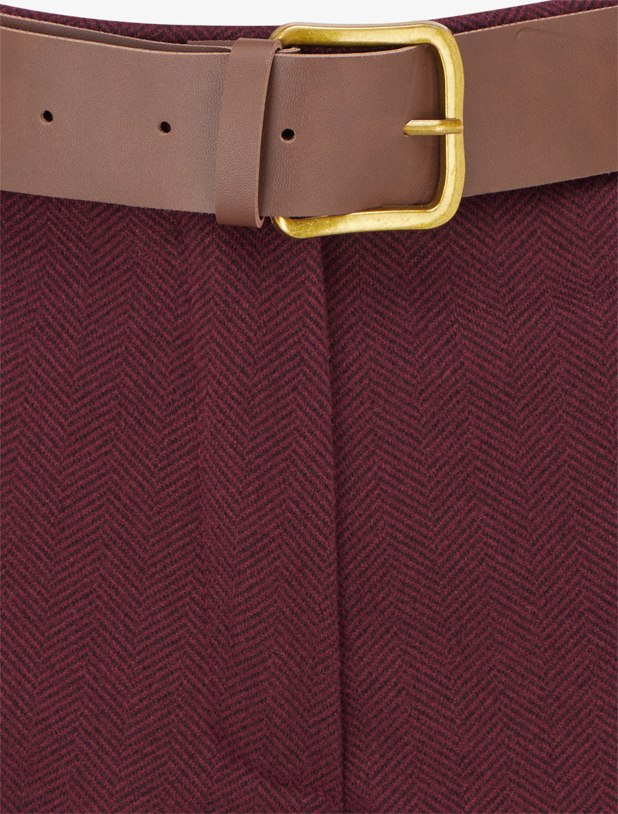 Short en feutrine à ceinture - Lie de vin - 3