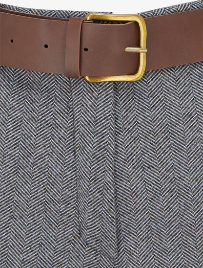 Short en feutrine à ceinture - Gris - 3