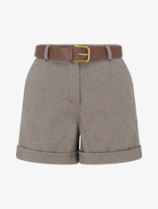Short en feutrine à ceinture - Taupe - 1
