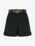 Short droit en velours côtelé taille haute - Noir - 1