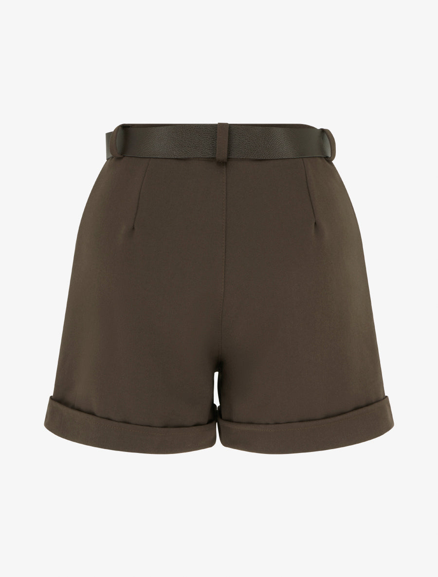 Short à revers ceinturé - Marron - 2