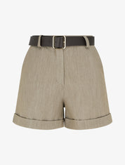 Short à revers ceinturé - Taupe - 1