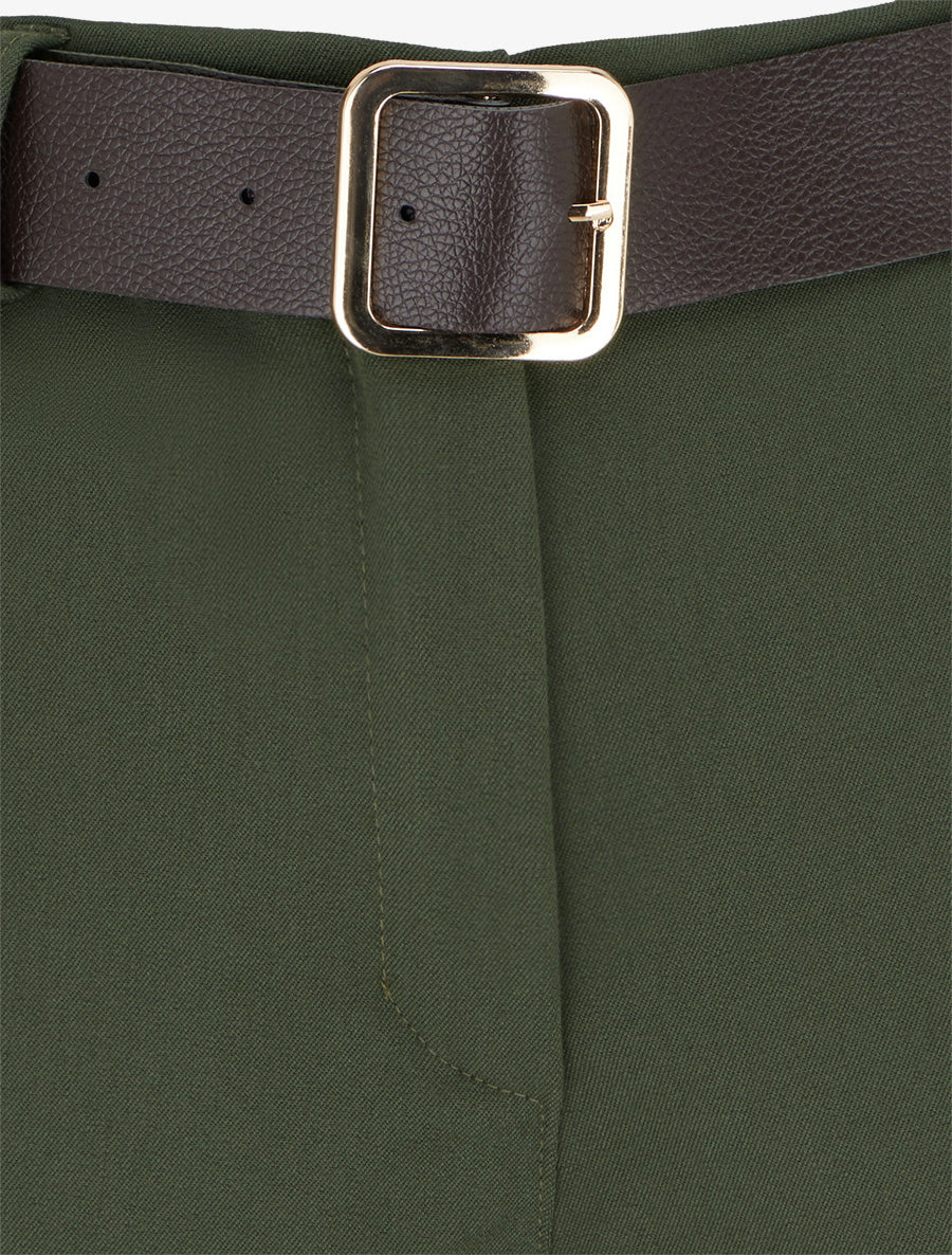 Short à revers ceinturé - Kaki - 3