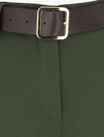 Short à revers ceinturé - Kaki - 3