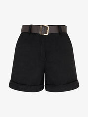 Short à revers en suédine - Noir - 1