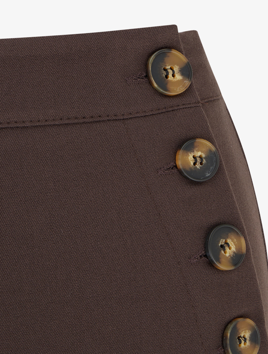 Pantalon uni à fermeture sur les côtés - Marron - 3