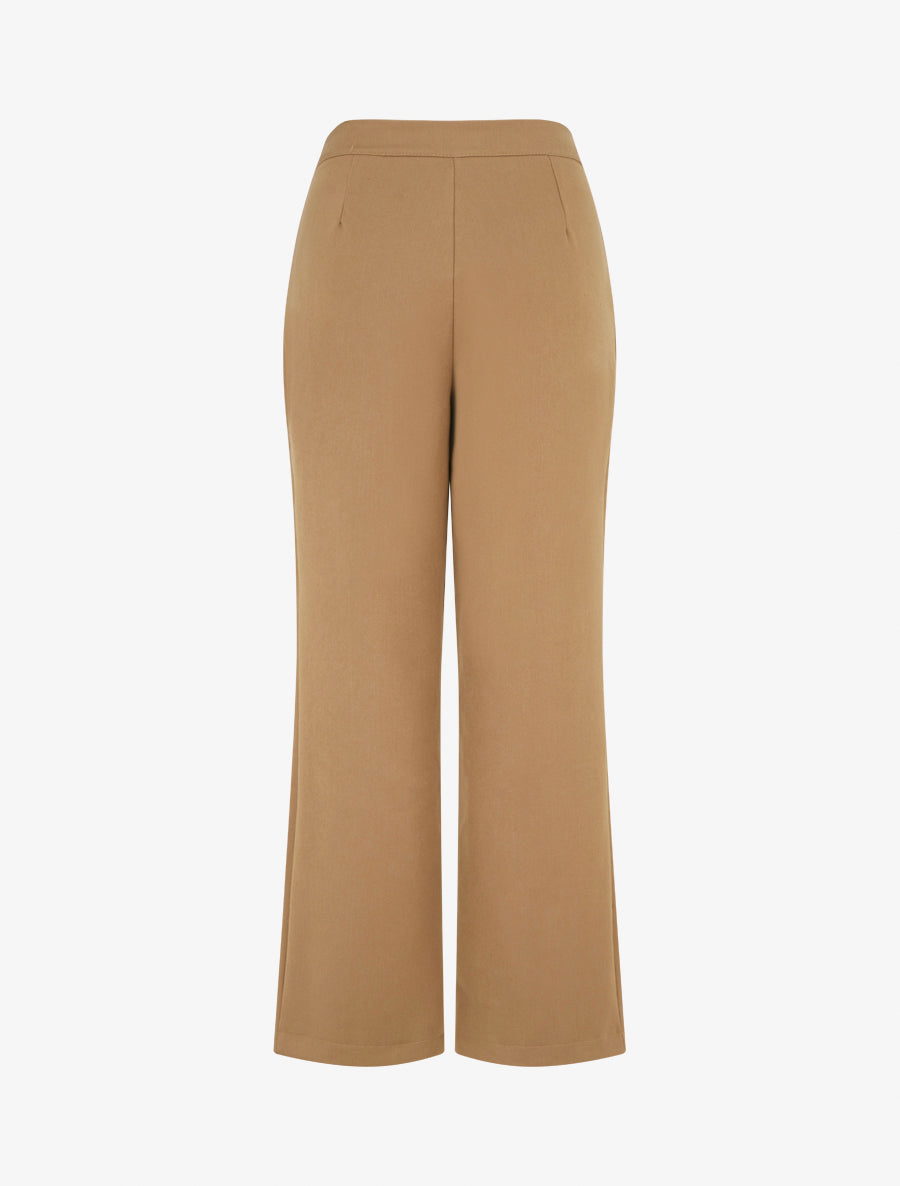 Pantalon uni à fermeture sur les côtés - Camel - 2