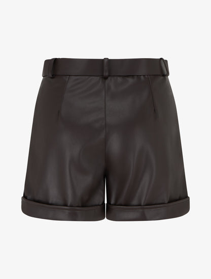 Short en simili à revers - Chocolat - 2