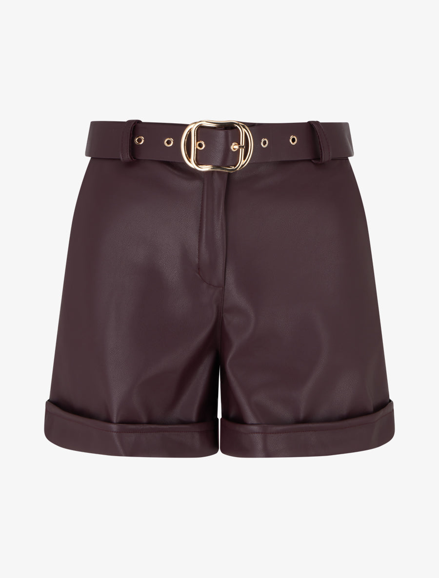 Short en simili à revers - Prune - 1