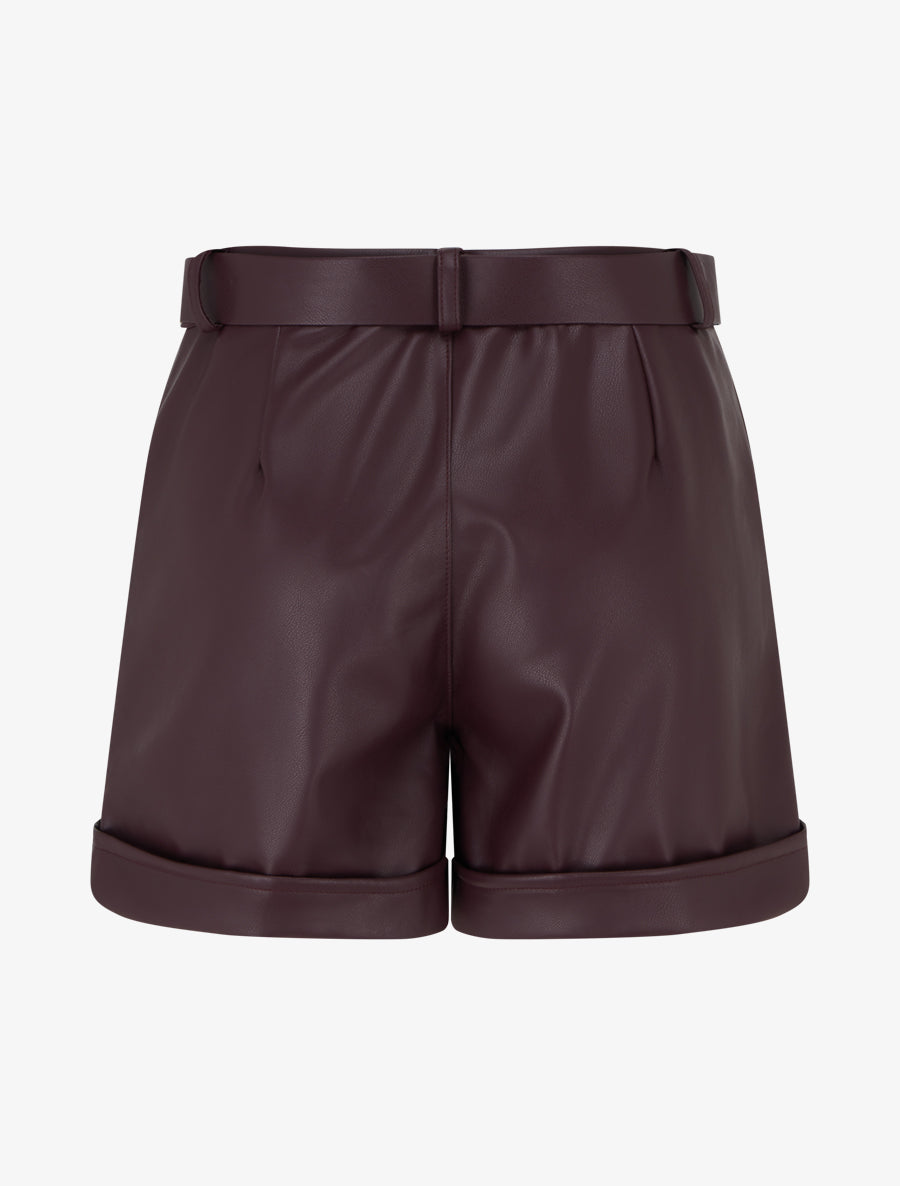 Short en simili à revers - Prune - 2