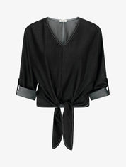 Top droit à nouer - Noir - 1
