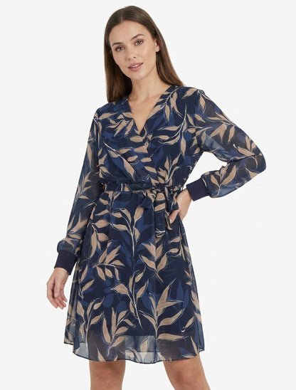 Vestido recto con estampado de follaje - Marine