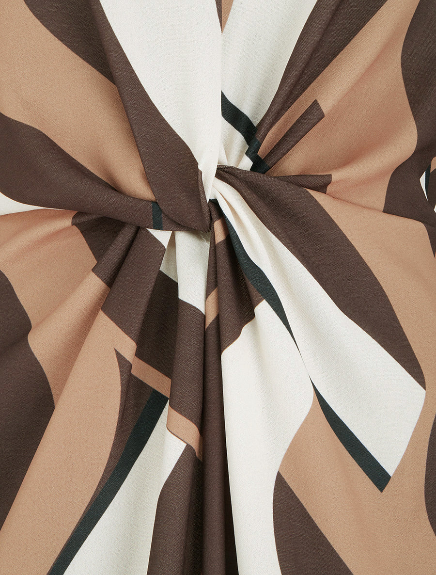 Robe manches longues imprimé graphique - Marron - 3