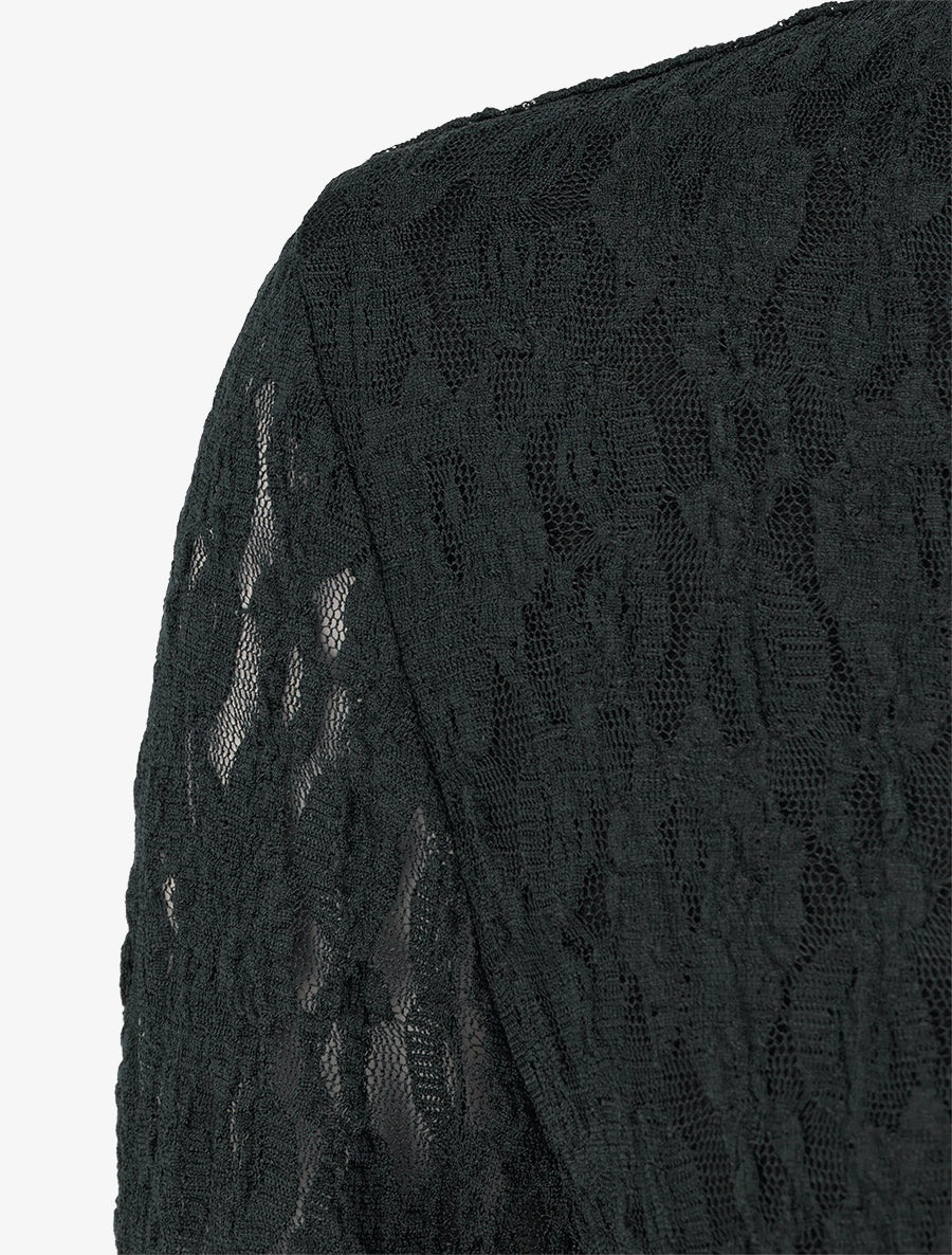 Robe évasée à buste en dentelle - Noir - 3