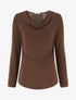 Pull fin uni à dos brodé - Marron - 1