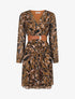 Robe légère en voile lamé imprimé abstrait - Marron - 4